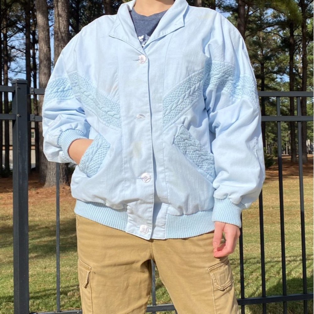 KNIT ME UP POWDER BLUE JACKET